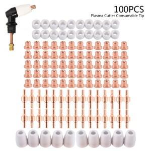 100pcs 플라즈마 절단 소모품 키트 커터 액세서리 키트전극 노즐 컵  토치 팁 세트