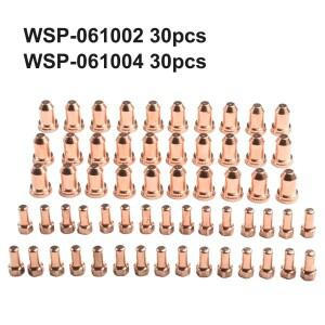 60pcs PT80 플라즈마 커터 토치 전극 1.2mm 팁 52558 51311.12 소모품 호환용접