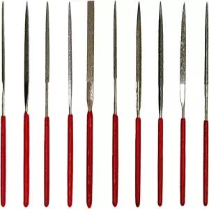 엘라고 2x100mm 10 미니 다이아몬드 바늘 파일 세트 둥근 삼각형 정사각형 평평한 모양 작은 금속 리플러