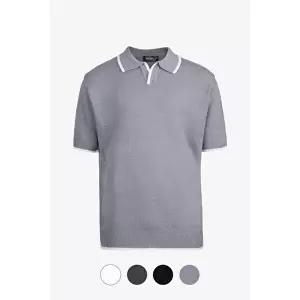 [파파브로]남성 린넨 쿨링 카라 반팔 니트 티셔츠 SO-KN-OPENKNIT