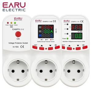 전압 서지 제한기 보호기 EU 소켓 플러그 16A AC230V 50/60Hz 에너지 모니터 kWh 미터 냉장고