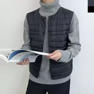 [하프클럽/골피아]골피아 남자 경량 패딩 조끼 투웨이 넥라인 베스트