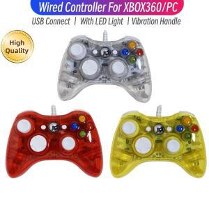 XBOX 호환 호환 360 콘솔용 투명 게임패드 컨트롤러LED 조명 포함 스팀 PC 컴퓨터 PC 노트북 조이스틱용 US