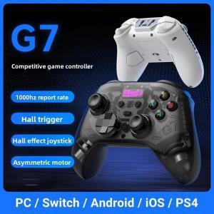 G7 블루투스 게임패드 반투명 무광 듀얼 홀 센서 스위치 마이크로 버튼 PS4 호환 PC 컨트롤러 래피드 모드
