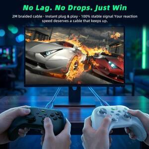 USB 유선 PC 게임 컨트롤러 Steam Win 7/8/10/11 호환 홀 게임패드 스위치21 듀얼 진동 커스텀 D패드 포함