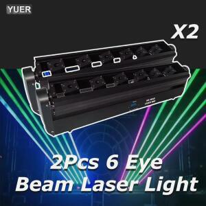 비행 케이스 포장 6 아이 바 라이트 팻 빔 레이저, RGB 6X500mw, DMX 제어, 무빙 헤드 파티 디스코 무대,