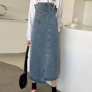 (올핀)여성 언발란스 데님 롱 스커트 트렌디 유니크