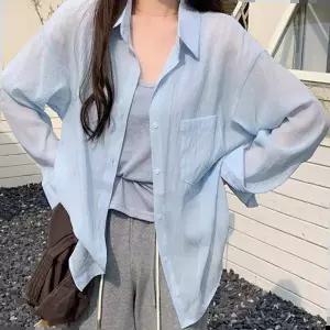 시스루 로리에 여성 셔츠 남방 루즈핏 썸머 긴팔