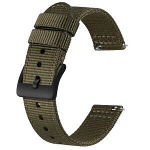 BISONSTRAP 남성용 나일론 시계 스트랩 투피스 밀리터리 퀵 릴리스 브러시드 버클 밴드 폭 18MM 19MM 20MM 22MM