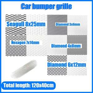 알루미늄 레이싱 카 트럭 범퍼 그릴, 메쉬 네트 벤트 필터, 블랙 실버 튜닝, 범용 DIY, 120cm x 40cm