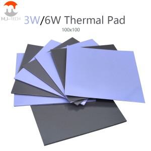GPU CPU 방열판 냉각 전도성 실리콘 패드, 100x100mm, 0.5mm, 1mm, 3mm 두께, 3W, 6W/mk