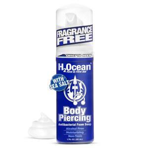 H2OCEAN 바디 피어싱 폼 솝 1.7OZ - 바다 소금 애프터케어 | 알로에 베라 무알코올 무향 비건 및 부드러운 세정 보습용 타투