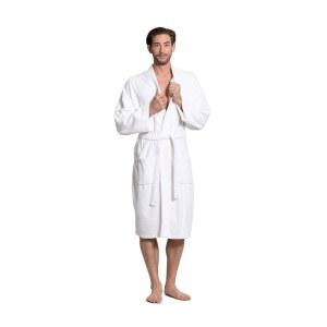 터키석 남성용 100% 면 터키시 테리 원단 기모노 칼라 부드럽고 흡수력 좋은 목욕 가운