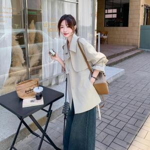 청수정 여성 베이지 케이프 트렌치코트 봄가을 KS
