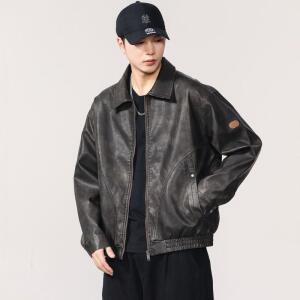 모두팜 남성 빈티지 가죽 코트 봄가을 터프한 라이더 카고 재킷 MOC