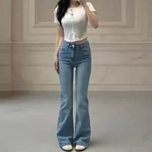 [옷자락]여성 여름 데님 스판 슬림핏 연청 부츠컷 워싱 청바지