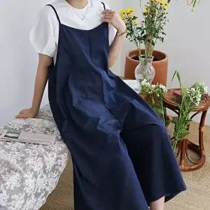 [옷자락]여자 빅사이즈 와이드핏 데님 임부복 스트랩 점프수트
