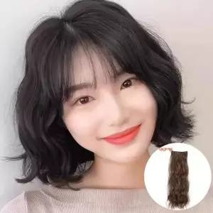[제이큐]옆머리 부분가발 웨이브 펌 중단발 헤어피스 S컬 붙임머리 물결 파