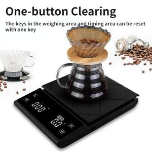 스마트 커피 전자 체중계 고정밀 디지털 타이밍 LCD 주방용 밸런스 측정 무게추 3kg0.1g