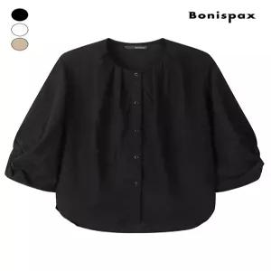 보니스팍스 핀턱 벌룬 라운드넥 7부 블라우스 XQ2SH005M0 1416698