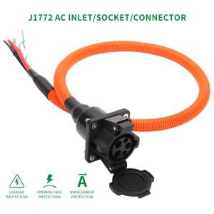 SAE J1772 표준 타입 1 소켓 케이블 AC 인렛 충전 콘센트 16A 50A