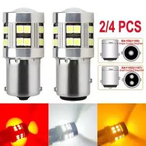 CANBUS 자동차 테일 브레이크 주차 방향 지시등 LED 전구 1156 BA15S 1157 BAY15D 12V 3030-24SMD 6500K