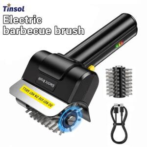 TINSOL 전기 스테인레스 스틸 바베큐 브러쉬 2000mAH 충전식 무선 청소 야외 그릴