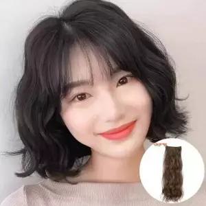 [제이큐]S컬 붙임머리 가발 웨이브 부분피스 중단발 물결헤어피스