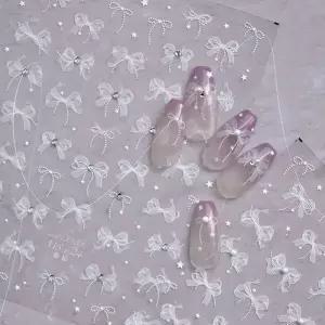 네일아트 러블리 웨딩 리본 레이스 엠보스티커 4종 입체 도톰 3D 5D 시스루 진주