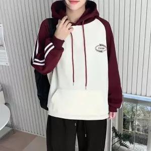 [제이큐]뉴기모 두줄챔프 배색후드 풀 오버 후디 티 핏