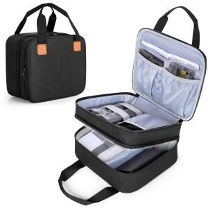 LUXJA 포토 프린터 케이스 캐논 SELPHY CP1500 / CP1300 CP1200 호환 | 액세서리 수납 포켓과 조절 가능한 고정 스트랩이 있는 가방 가정 및 여행용 이중 레이어 블랙