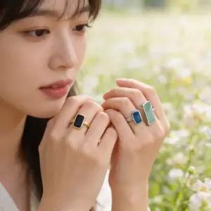여성 반지 오픈링 더블 링 레이어드 마디반지 손가락 악세사리 포인트 사각반지 큐빅반지