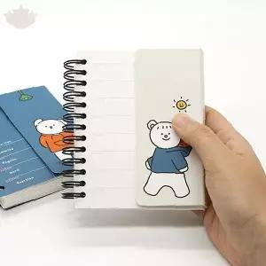 미니 단어장 가리개 포함 암기 학습 도구 휴대용 노트 귀여운 캐릭터 디자인 수험