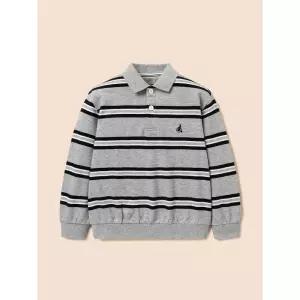 [BEANPOLE KIDS] 멀티 스트라이프 티칼라 스 셔츠 그레이 (BI6841U013)