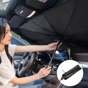 (티타늄 실버코팅) 차량용 햇빛가리개 우산형 차량 앞유리 햇빛가림막 열차단 암막우산 양산 중형 대형