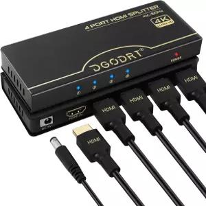 HDMI 스플리터 1입력 4출력 4K@60Hz 1x4 4포트 2.0 UHD HDCP 바이패스 EDID 관리 18Gbps 대역폭 - TV