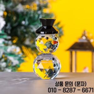 크리스탈 블랙 햇 스노우맨 피규어 수집용 페이퍼웨이트 유리 눈사람 장식품 파티 선물