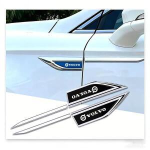 2pcs 3d 스테인레스 스틸 자동차 스티커 액세서리 볼보 Xc60 V40 V60 S60 V50 V90 S80 C40 V70 T6.