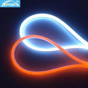 RONAN 60CM 슈퍼 밝은 순차 흰색 노란색 LED 유연한 주간 러닝 DRL 스트립 튜브 실리콘 고무 스위치 백 헤