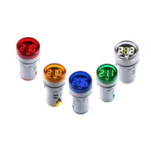 DIY 미니 디지털 전압계 22mm 원형 DC 6-100V 테스터 모니터 LED 표시등 파일럿 램프