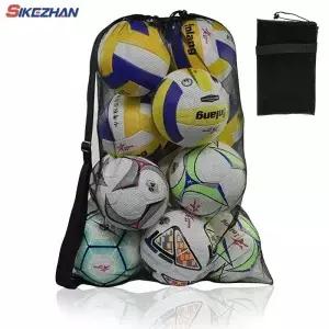 메쉬 축구 공 가방 지퍼 포켓이있는 초대형 Drawstring 농구 보관 배구 네트 팩 체육관