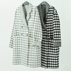 [셀러허브 패션]빅사이즈사랑해요 E915L110 베이직체크포켓롱코트 CM (7702137A)