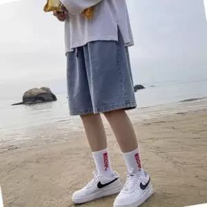 반바지 밴딩 청 5부 팬츠 버뮤다 청바지 5부바지 데님 와이드