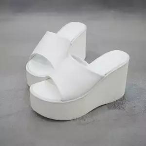 마던 국산 발편한 미용실 한복 통굽 화이트 키높이 슬리퍼 10cm
