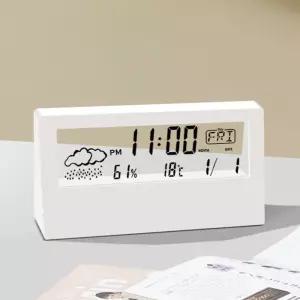 깔끔한 디지털 알람시계 온도 습도 LED 탁상시계 배터리AAA