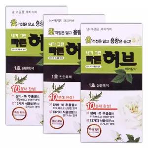 내가그린 빠른허브 헤어칼라 염색약 튜브형 1호 진흑색 3개