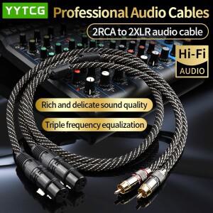 호환 YYTCG HIFI 2RCA to 2XLR 오디오 케이블 6N OFC 3핀 암컷 수컷 스피커 앰프 믹서 패치