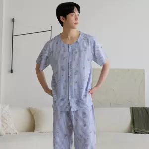 마누아 세이렌 남성 풍기인견 반팔 수면 파자마 세트 2206