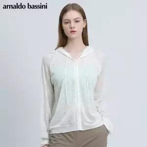 [아날도바시니(ARNALDO BASSINI)] 후드스트링 시스루 니트집업 (택가격: 118000원)