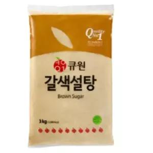 큐원 갈색설탕 3kg 업소용 흑설탕 갈색 설탕 제과제빵